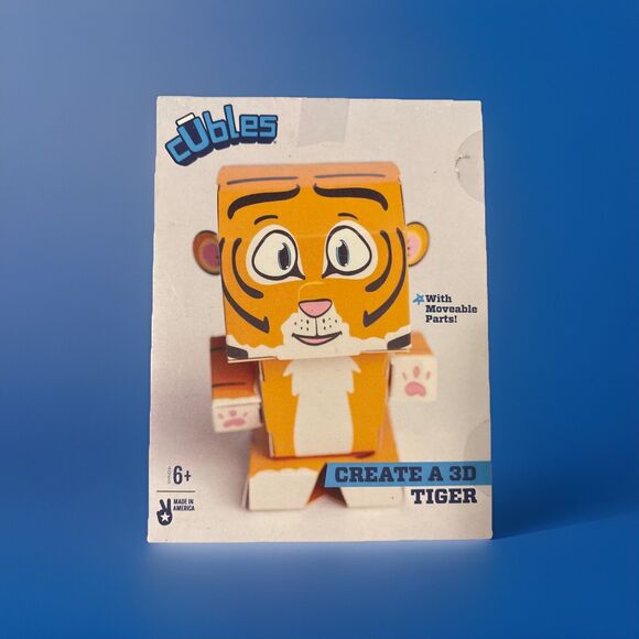 Cubles 3D Tiger Kit Ages 6+ Craft Kit Made In USA - Picture 1 of 8